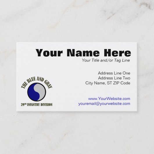 29. Infanteriedivision Visitenkarte (Vorderseite)