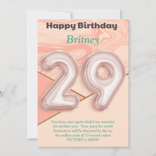 29-jährige Mädchen Happy Birthday Card (Vorderseite)