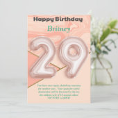 29-jährige Mädchen Happy Birthday Card (Stehend Vorderseite)