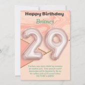 29-jährige Mädchen Happy Birthday Card (Rückseite)