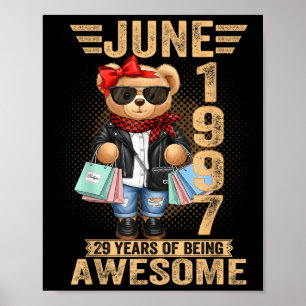 29-jähriger Teddybär Juni 1997 29. Geburtstag Poster