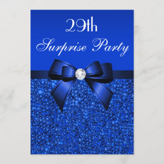 29. Überraschung Party Royal Blue Sequins und Bow Einladung