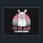 29 Year Old Bday Llamazing 29th Birthday Llama Postkarte<br><div class="desc">Retro Vintage Style Birthday Gift Design Perfect To Pair With Shorts,  Leggings Or Jeans For A Casual Yet Trendy Look. Humorous Funny Humor Birthday Gift Outfit For Family Member,  Loved One Or Yourself. Matches Loads Of Clothes. GET YOURS TODAY!</div>