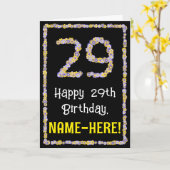 29th Birthday: Floral Flowers Number, Custom Name Karte (Gelbe Blume)