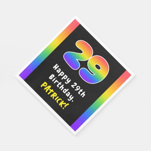 29th Birthday: Rainbow Spectrum # 29, Custom Name Serviette (Ecke)