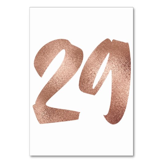 29Tischnummer Weißes Metallisches Rosa Gold Tischnummer (Vorderseite)