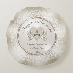 2., 13., 39. oder 8. Jubiläumsgeschenk für sie Rundes Kissen