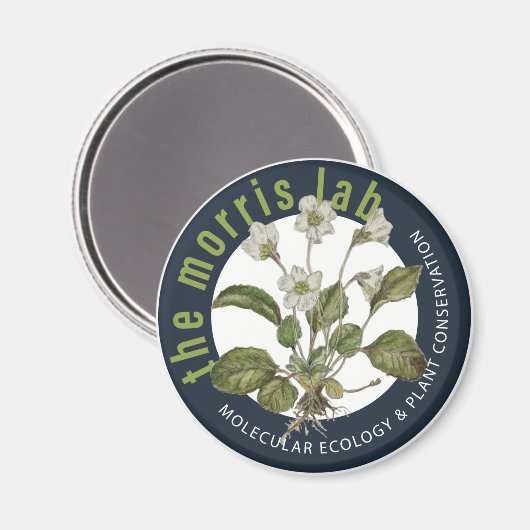 2 1/4 runder Magnet mit Morris-Labrador-Logo (Vorderseite/Rückseite)