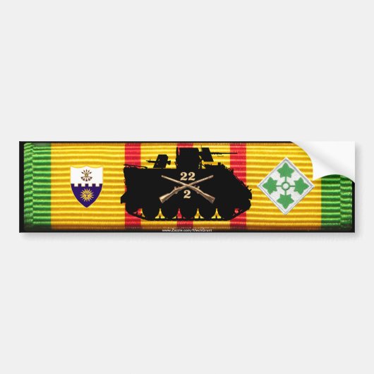2/22nd Inf, 4. Bahn u. Insignien VSM Inf Div. Autoaufkleber (Vorne)