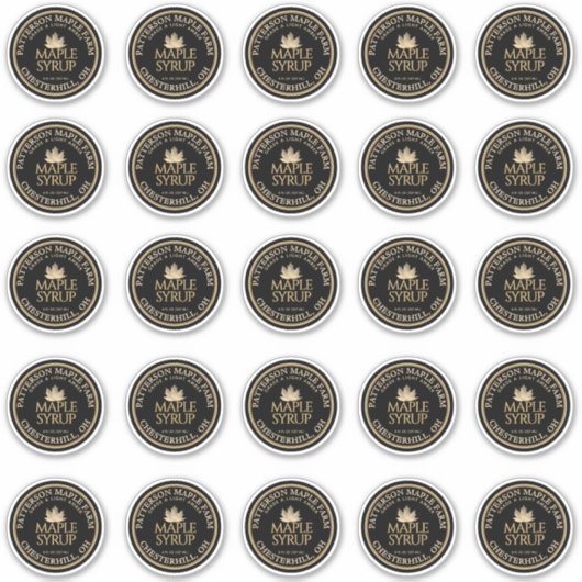 2,25" Ahornsirup Gold Leaf auf schwarzem Wasser Aufkleber (Vorderseite)