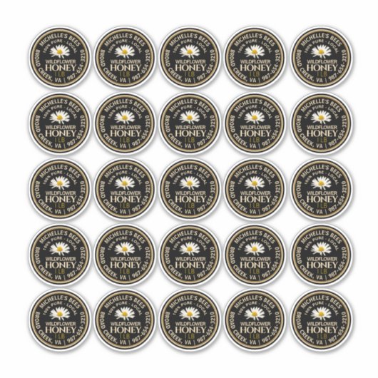 2,25" Honey Mason Jar Lid Label Wasserdichte Daisy (Vorderseite)