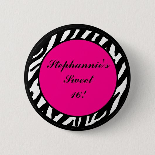 2,25" Knopf-Monogramm-Pinkzebra-Tierdruck Button (Vorderseite)