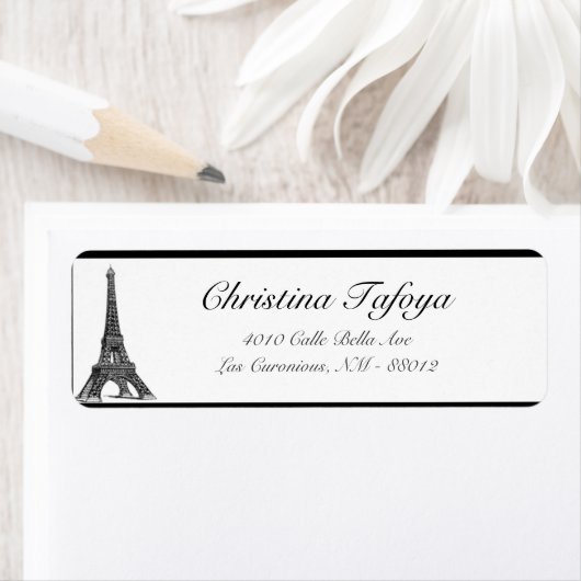 2,25" Rücksendeadresse, Schwarzer Eiffelturm (Insitu)