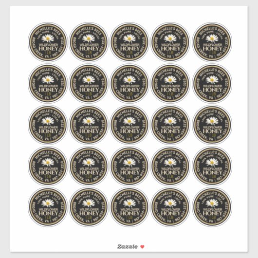 2,25" Wasserdichtes Vinyl Honey Label mit Daisy (Blatt)