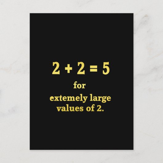 2 + 2 = 5 Funny Math Joke Postkarte (Vorderseite)