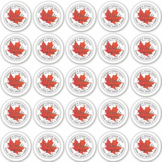 2,5" Ahornsirup-Etikett Roter Ahornleaf Aufkleber (Vorderseite)