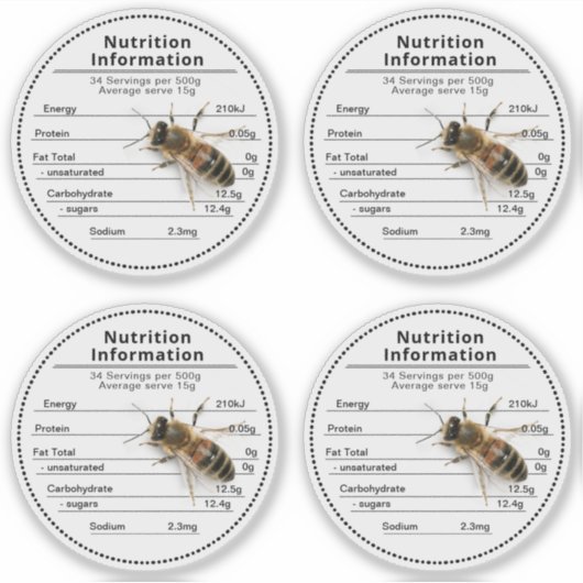 2,5" Australische Honigernährung mit Biene klar Aufkleber (Vorderseite)