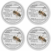 2,5" Clear Mason Jar Honey Nutrition Label Bee (Vorderseite)