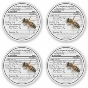 2,5" Clear Mason Jar Honey Nutrition Label Bee