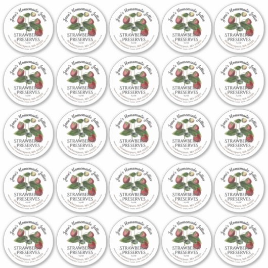 2,5" Strawberry Jam Jar Label und Mason-ID-Label (Vorderseite)