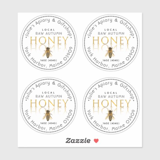 2,5" Vinyl Circle Honey Mason Jar Size Label (Blatt)