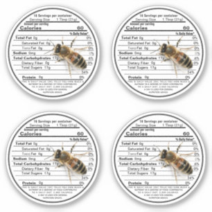 2,5" Weißer Mason Jar Honey Nutrition Label Bee