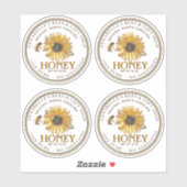 2,5" White Honey Mason Jar Lid Label Sonnenblumen (Blatt)