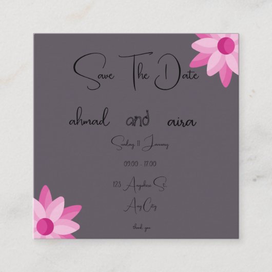 2,5" x 2,5" Umschließkarte - Elegant anpassbar Begleitkarte (Vorderseite)