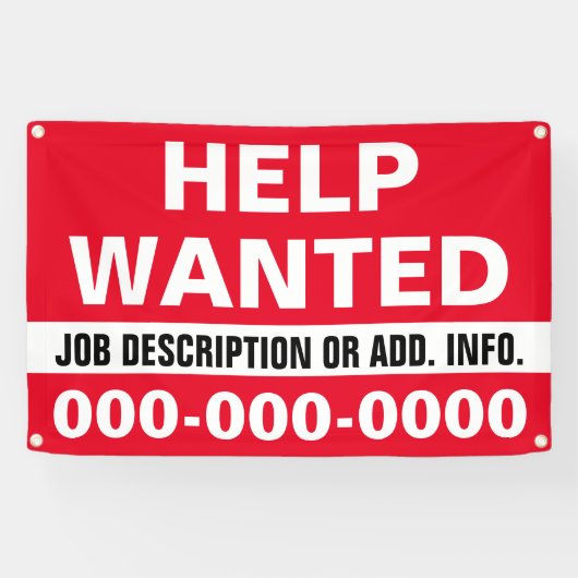 2.5' X 4' Hilfe Gewollt Banner (Horizontal)