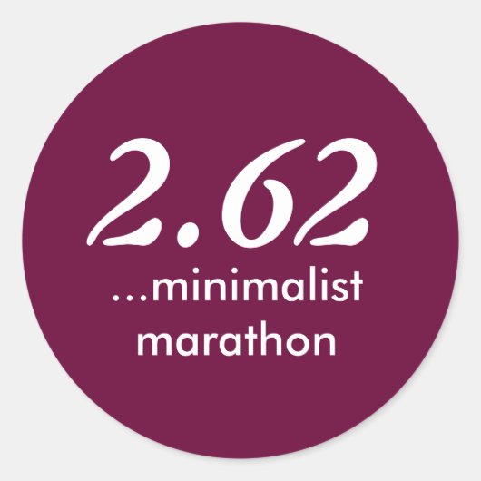 2.62 Minimalistischer Marathonsticker Runder Aufkleber (Vorderseite)