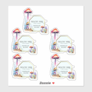 2,7 x 2,9 Zoll Mushroom-Etiketten Aufkleber