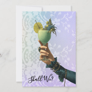 *~* 2 A101 Cocktail FOTO Verschnörkelt JUNGGESEL Einladung