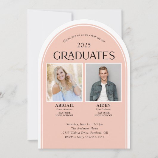 2 Absolventen Doppelter Abschluss Arch Einladung (Vorderseite)