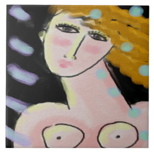 2. Abstraktes digitales Portrait einer Frau Fliese