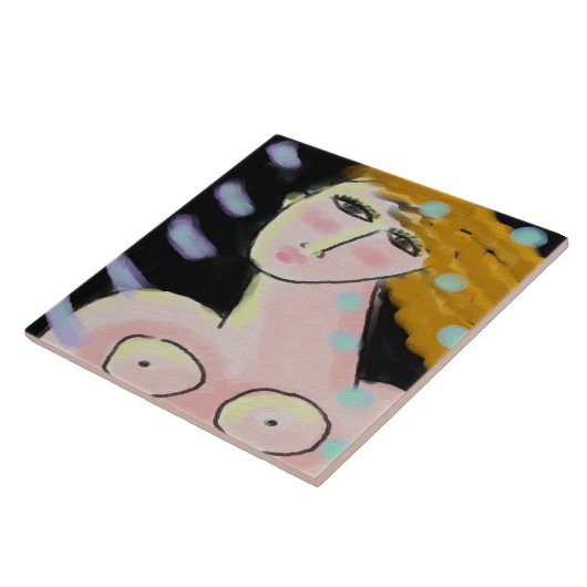 2. Abstraktes digitales Portrait einer Frau Fliese (Seite)