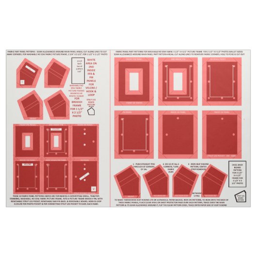 2 abwaschbare Gewebe ohne nähte rote Fotorahmen Stoff (Fat Quarter (45,7 x 55,9 cm))