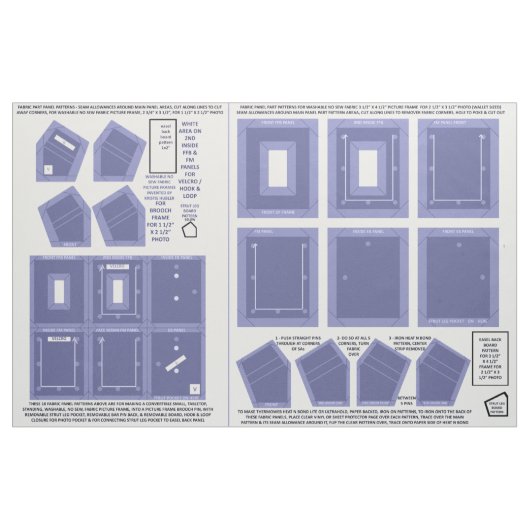 2 abwaschbare Stoffe ohne nähte blaue Fotorahmen (Fat Quarter (45,7 x 55,9 cm))