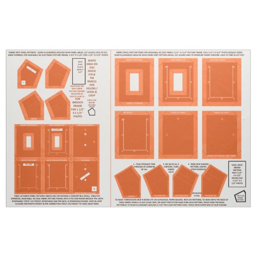 2 abwaschbare Stoffe ohne nähte orangefarbene Foto (Fat Quarter (45,7 x 55,9 cm))