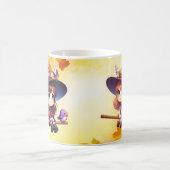 2 Adorable Niedliche Hexe mit Besen, Halloween Kaffeetasse (Mittel)