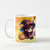 2 Adorable Niedliche Hexe mit Besen, Halloween Kaffeetasse (Links)