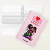 2 African American Girl Writing Supplies Students  Notizblock (Innen)
