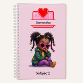 2 African American Girl Writing Supplies Students  Notizblock (Vorderseite)
