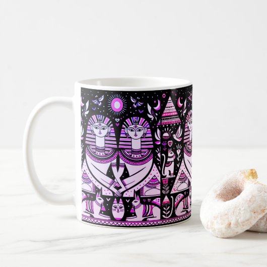 2 Ägypter mit Katzen Kaffeetasse (Mit Donut)