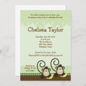 2 Alberne Affen TWINS Jungle Affe Kinderdusche Einladung (Vorne/Hinten)