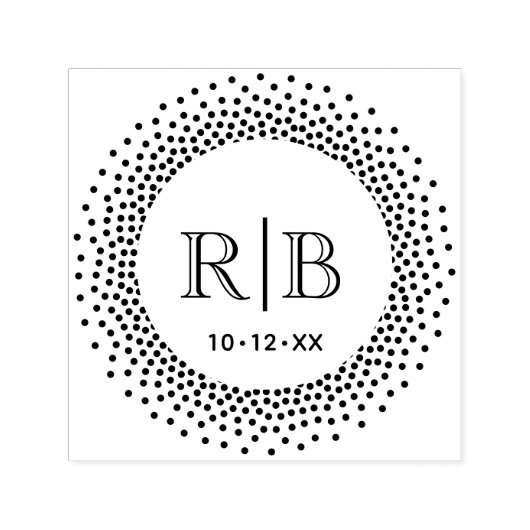 2 Anfangs-Monogramm-Rundpunkt-Punkte-Rahmen #2C Permastempel (Design)