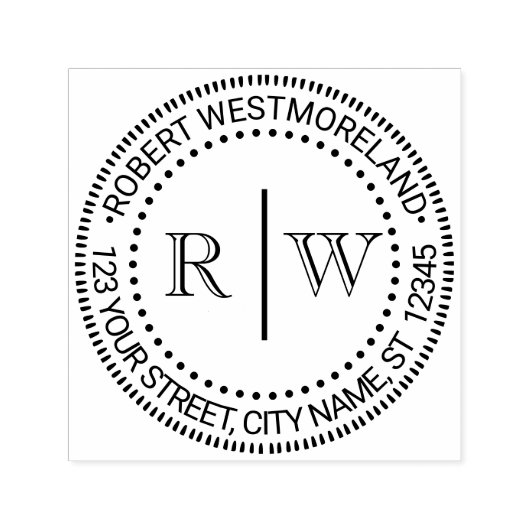 2 Anfangsmonogramm #2 Vertikaler Abstand Name Adre Permastempel (Design)