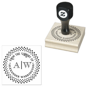 2 Anfangsmonogramm gepunkteter Rahmen #3CA Bibliot Gummistempel