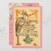 2 Ankündigung der Geburt im Vintagen Rosa (Vorne/Hinten)