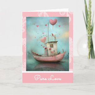 *~* 2 AP51 Liebe Boat Hearts Romantisches Valentin Feiertagskarte