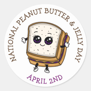 2. April ist National Peanut Butter & Jelly Day  Runder Aufkleber